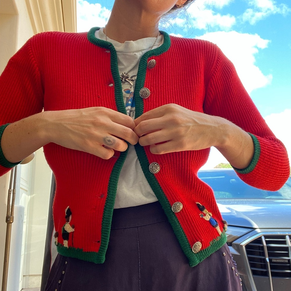 1940s Austrian Embroidered Cardigan- XS/S